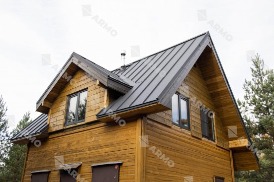 Самозащелкивающаяся кровля ARMO с карнизным подгибом Rooftop Бархат Zn180