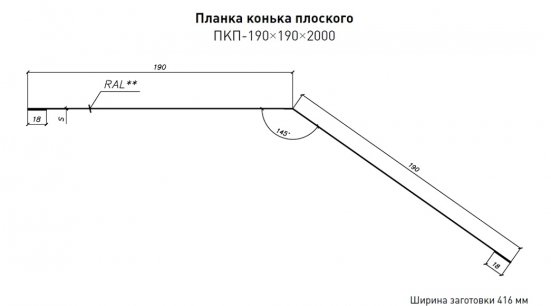 Конек плоский 190х190 Стинержи Стальной Бархат