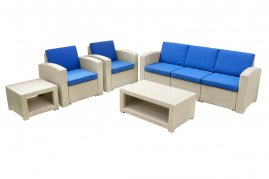 Комплект мебели Rattan Premium 5 серо-синий
