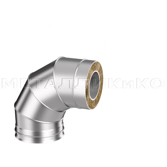 Дымоход Flue line двухконтурный Колено-сэндвич 90 град.