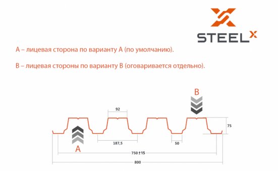 Профнастил Н75 SteelX SKARDEX cupro